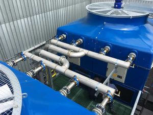 GRP cooling tower with axial flow fan